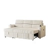 85 Inches Corduroy Sofa Bed, 3 Seater Sleeper Sofa with Storage Chaise, Square Handrail with Two Cup-Holders and USB Charge Port - 2 of 4