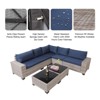 FURNIinspire Patio Seating Sets Outdoor Patio Furniture Sets, Wicker Sectional Sofa With Glass 2 Coffee Table, Washable Blue Seat Cushion, White - 4 of 4