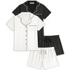 Ekouaer 2 Pack Womens Pajamas Set Button Down Summer Sleepwear Short Sleeve Comfy Pjs Loungewear Set - 4 of 4