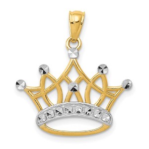 Black Bow Jewelry 14k Yellow Gold and White Rhodium Crown Pendant, 20mm (3/4 inch) - 1 of 4