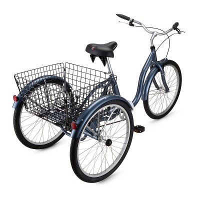 Schwinn 24" Blue Aluminum Cruiser Tricycle with Basket