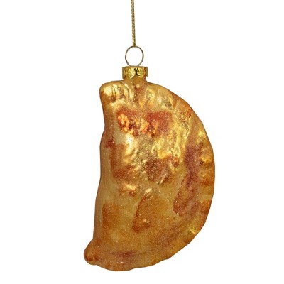 Northlight Golden Glittered Pierogi Glass Christmas Ornament 5"