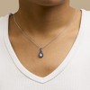 Haus of Brilliance Silver Created Blue and White Sapphire Teardrop Shaped Pendant Necklace - 4 of 4