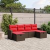 vidaXL 6 Piece Patio Sofa Set with Cushions - Brown Poly Rattan - 2 of 4