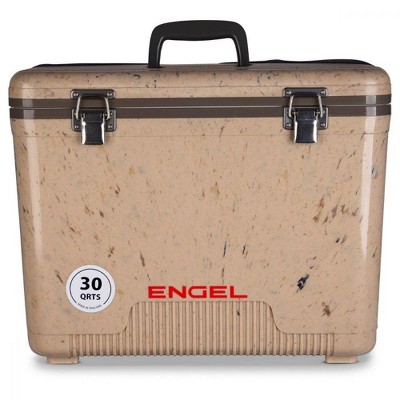 Engel 30-Quart 48 Can Portable Leak-Proof Compact Lightweight Insulated Airtight Hard Drybox Cooler for Fishing, Hunting, & Camping, Grassland Brown