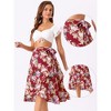Allegra K Women's Tie Waist Hawaiian Tropical Floral Wrap Midi Skirt - 2 of 4