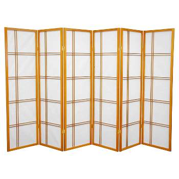 5 ft. Tall Double Cross Shoji Screen - Honey (6 Panels) - Oriental Furniture