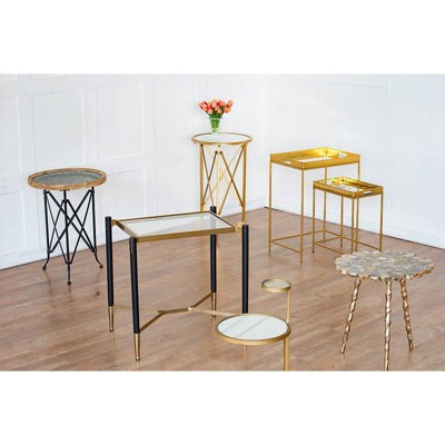 Modern Chic Park View Black & Gold Glass-Top Side Table