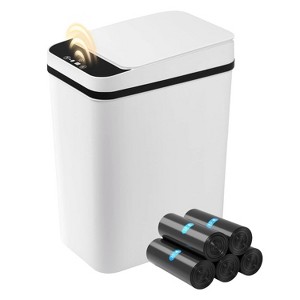 Aoibox Touchless Bathroom Trash Can with Lid, 2.6 Gallon Automatic Slim Garbage Bin for Bedroom, Office, Living Room, Toilet, RV - 1 of 4