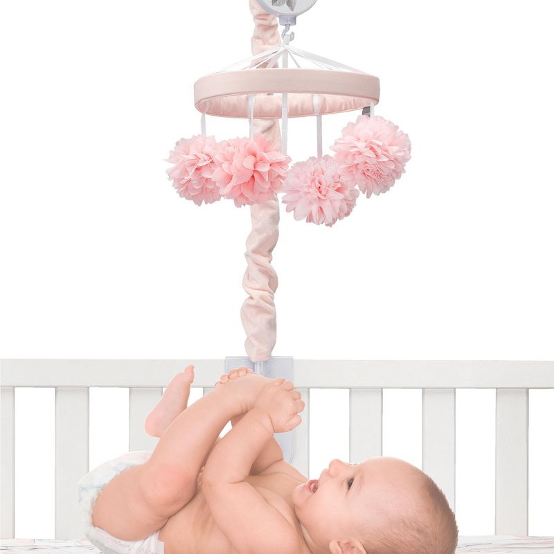 Lambs & Ivy Signature Botanical Baby Pink Floral Musical Baby Crib Mobile, 3 of 9