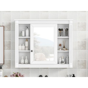 Lyngins Wall Mounted Bathroom Storage Cabinet with Mirror,Modern Bathroom Medicine Cabinet with 6 Open Shelves,Bathroom Wall Cabinet for Bathroom - 1 of 4