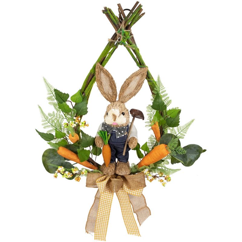 Northlight Farmer Bunny Moss Vines Teardrop Easter Wreath - 22" - Green and Orange - Unlit, 4 of 11