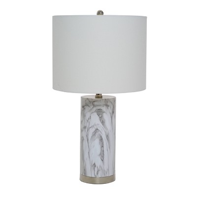 24.5" Pillar Marble Table Lamp with Accents White - Cresswell Lighting