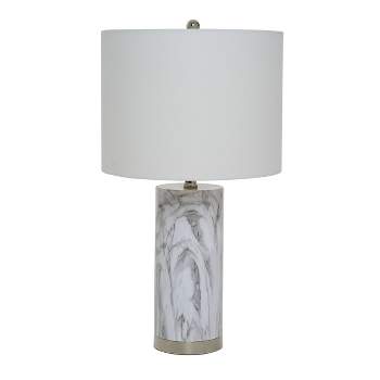 24.5" Pillar Marble Table Lamp with Accents White - Cresswell Lighting