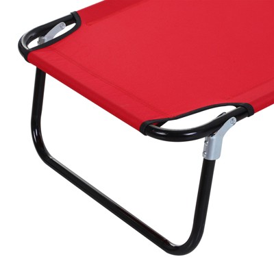Coastal Breeze Red Folding Chaise Lounge with 5-Position Backrest