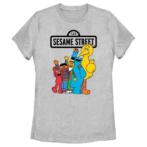 Women's Sesame Street Friend Group Wave T-Shirt - 1 of 4