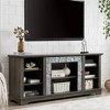 58" Modern TV Media Stand with Faux Stacked Stone Surround, Entertainment Console with Open Storage Shelves, Fireplace Mantel Style Design - 2 of 4