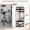 Corner Hall Tree with Shoe Rack Entryway Coat Rack with 6 Metal Movable Hooks Floor Standing Clothes Racks Shoes Shelf Organizer for Bedroom Entryway - 3 of 4