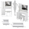 FONTOI 29.2"W/37"W/41"W Makeup Vanity Table with Left Drawer Stool Large Sliding Mirror Capacity Storage for Bedroom Dressing Room, White/Black - 3 of 4