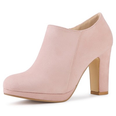 Allegra K Women's Platform Round Toe Chunky Heel Ankle Booties