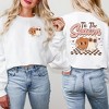 Simply Sage Market Women's Graphic Sweatshirt Distressed Tis The Season Pumpkin Ghost Front and Back - 2 of 4