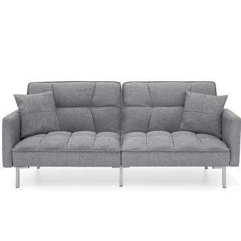 Moore Tufted Futon, Gray Fabric Sofa Camarote Plegable Moderno Furniture  Living