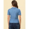 Allegra K Women's Chambray Peter Pan Collar Puff Sleeve Vintage Blouse - 3 of 4