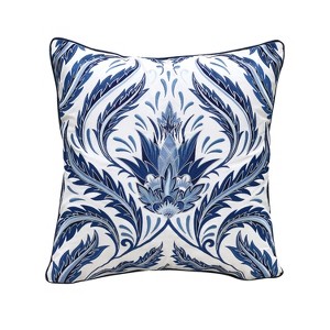 RightSide Designs Indigo Series Morris Thistle Embroidered Indoor/Outdoor Accent Throw Pillow - 1 of 4