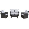 Nertpow 4-Piece Outdoor PE Rattan Wicker Patio Furniture Set with Grey Cushions - 4 of 4