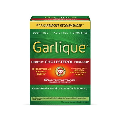 Garlique Healthy Cholesterol Support Supplement, Odor-Free Garlic, 5000 mcg Allicin, 60 Caplets