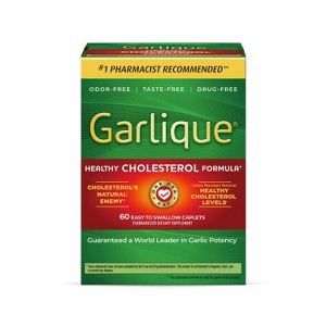 Garlique Healthy Cholesterol Support Supplement, Odor-Free Garlic, 5000 mcg Allicin, 60 Caplets - 1 of 4