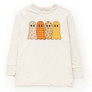 Four Ghosts Checkered Quilted Printed - Toddler Long Sleeve Graphic Tee and Youth Long Sleeve Graphic T-Shirt - 1 of 3