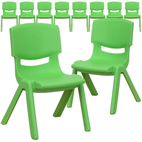 Emma And Oliver 10 Pack Green Plastic Stackable School Chair, 10.5 ...