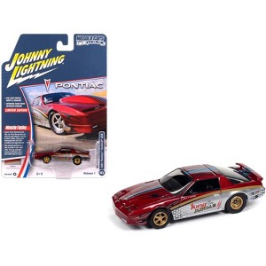 1987 Pontiac Firebird GTA "King of the Jungle" Red and Silver Metallic with Graphics 1/64 Diecast Model Car by Johnny Lightning - 1 of 4