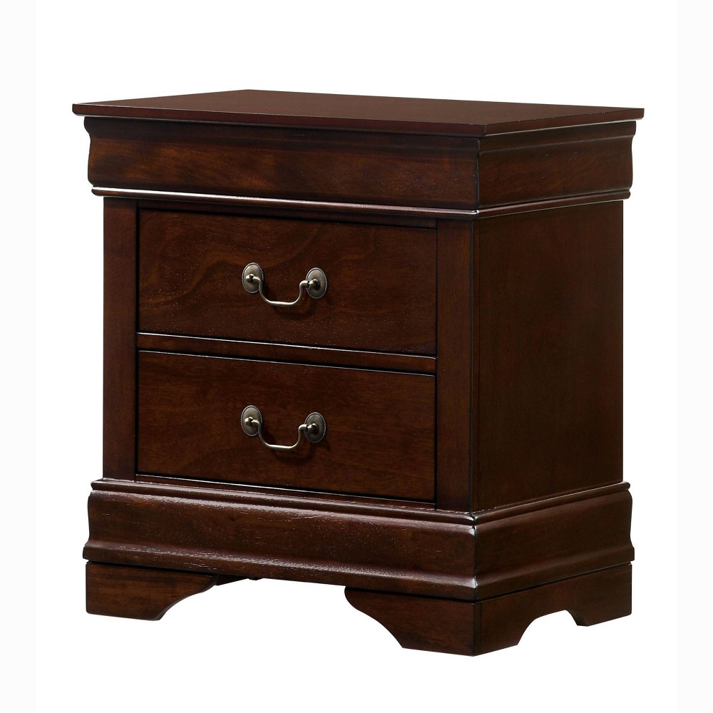 Photos - Storage Сabinet Sliver 2 Drawer Nightstand Cherry - HOMES: Inside + Out: Rubberwood with Metal Pulls & Bracket Feet