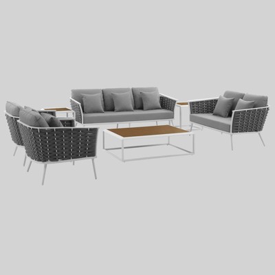 Stance 7pc Outdoor Aluminum Sectional Patio Sofa Set Gray - Modway