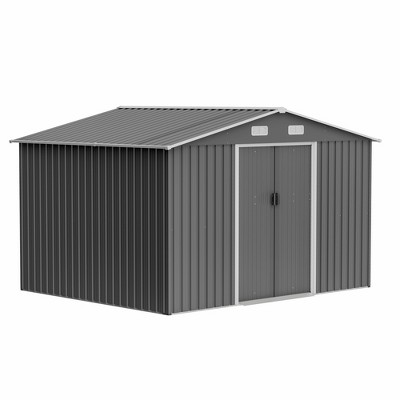 Outdoor Storage Sheds, Outside Garden Storage Shed with Lockable Door, Spacious Waterproof Roof Design, Utility Tool Storage Shed for Backyard