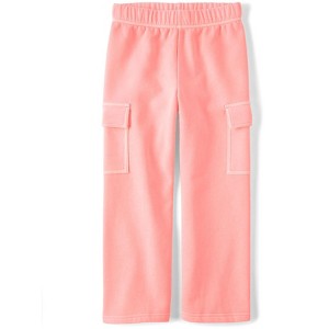The Children's Place Girls Active Garment Dyed Premium Fleece Wide Leg Cargo Lounge Pants - 1 of 4