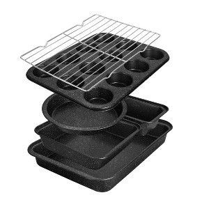 Itopfox 6-Piece Non-Stick Bakeware Set, Stackable Baking Pans for Even Heating, Includes Muffin Pan, Loaf Pan, Round & Square Cake Pans, Cooling Rack - 1 of 4