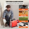 VEVOR 66FT x 5/8 Inch Drain Cleaner Machine, 250W Electric Sewer Snake Auger Manual Feed - with 7 Cutters, 2 Steel Cables, Red - 3 of 4