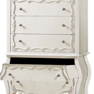 Edalene Pearl White Chest with Floral Felt-Lined Drawers
