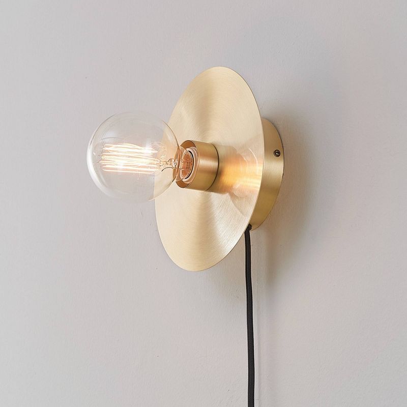 Courtney 1-Light Brass Finish Plug-In or Hardwire Wall Sconce - Globe Electric, 4 of 9