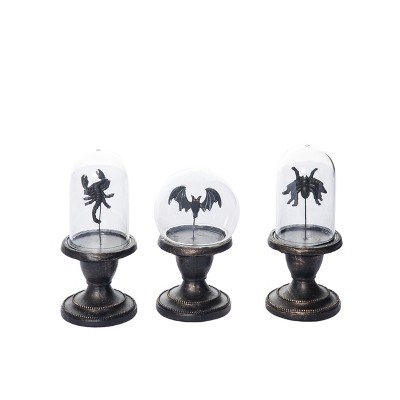 Transpac Resin Creepy Cloche Decor Set of 3 Halloween Home Decorations
