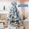 Aoibox 1 Piece Dusty Blue Silver Christmas Tree Topper Bow 13 x 53 Inches with Glitter Snowflake Stripes for Tree Wreath Door Decor - 4 of 4