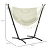 Vynxaria Patio Hammock Chair with Stand, Outdoor Hammock Swing Hanging Lounge Chair with Side Pocket and Headrest, Cream White - 3 of 4