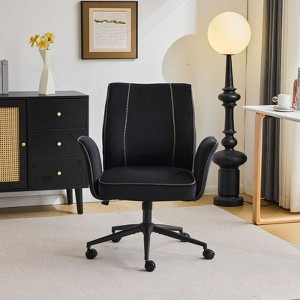 Karl Home | 28.5 inch White Velvet Dovetail Swivel Office Chair With Wheels - 1 of 4