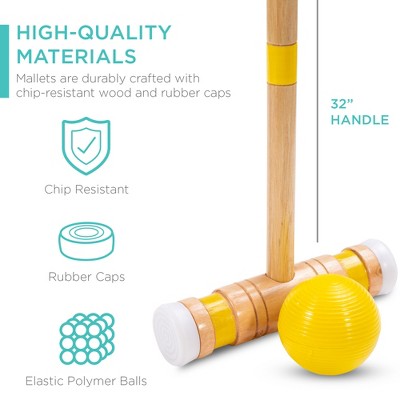 US.Stock yarino Funny Croquet for Outdoor Sports of Teenagers Ball Games Wooden Handle Croquet Set for Lawn/Backyard Game/Park