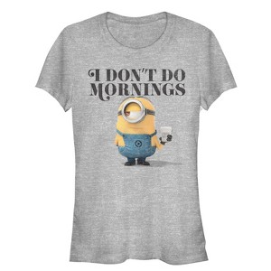 Juniors Womens Despicable Me Minion Don't Do Mornings T-Shirt - 1 of 3