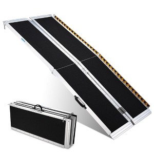 Yescom Portable Wheelchair Ramp Aluminum 6FT Folding Anti-slip 600LBS Limit for Threshold Doorways - 1 of 4