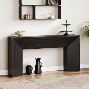 Tribesigns  Console Table for Entryway, 63“Extra Long Black Wooden Sofa Table for Living Room, Modern Hallway Foyer Table for Entrance, Easy Assembly - 1 of 4